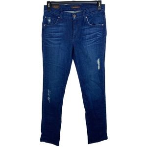 James Jeans Randi Sz 31 Pencil Leg Dark Wash Distressed Stretch Jeans NWT